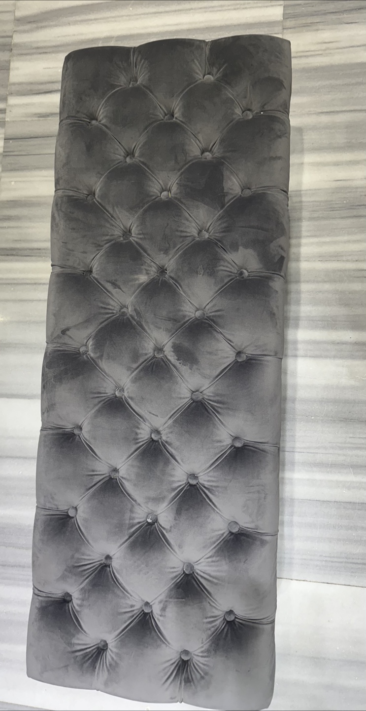Gray Velvet Tufted Bench with Acrylic Legs - photo 4