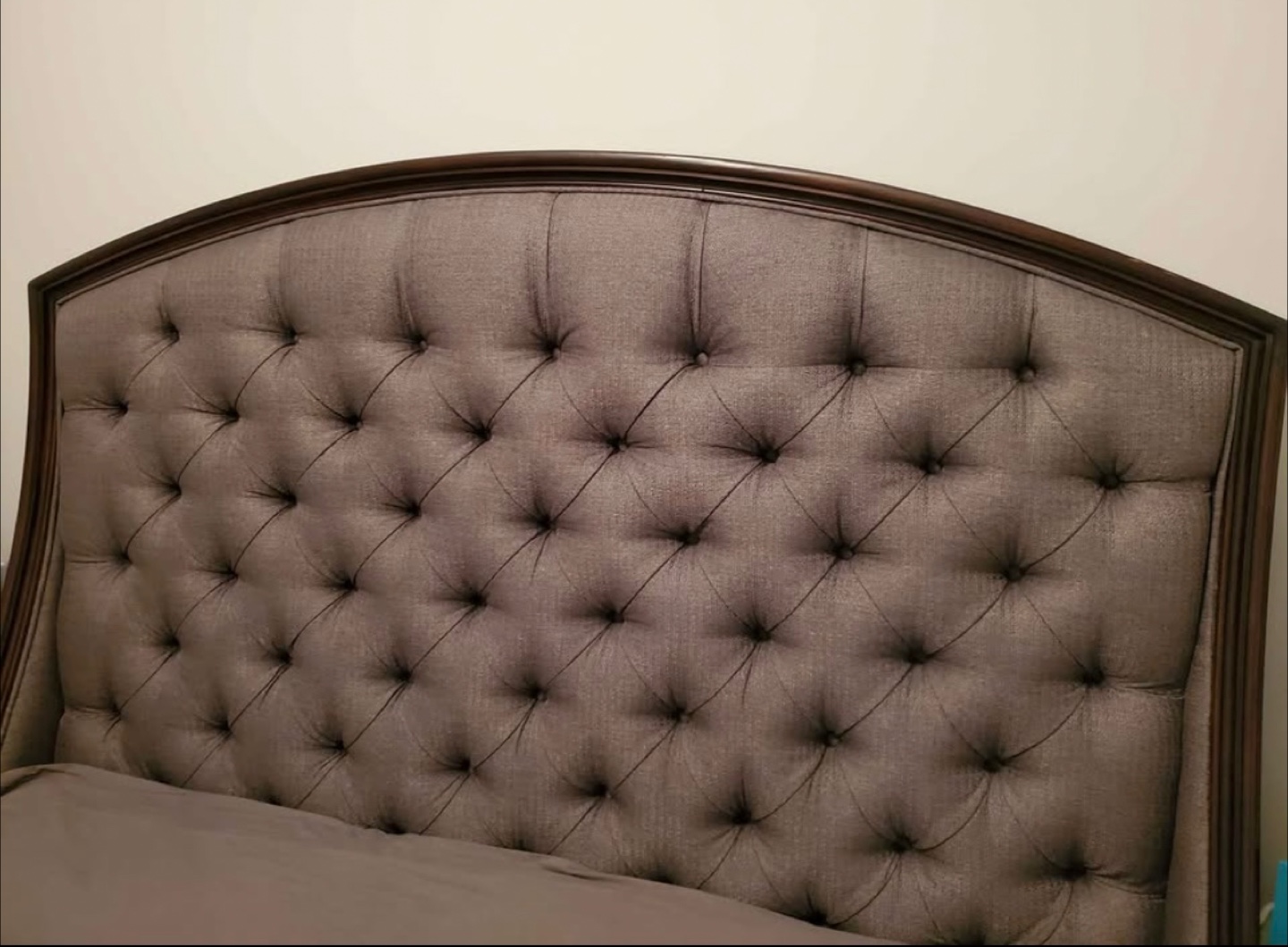 Queen Headboard - Upholstered, Dark Brown Frame