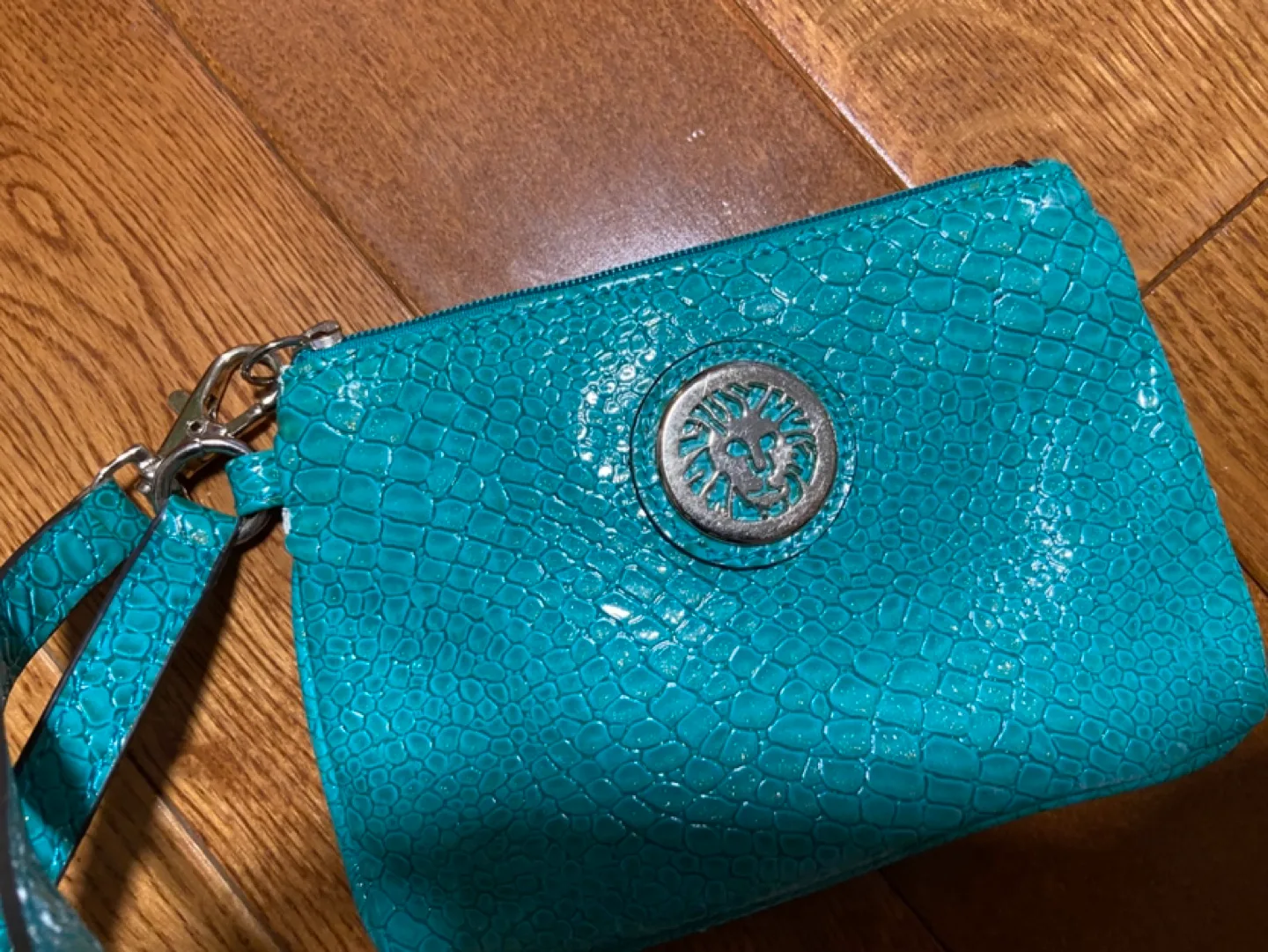 Ann Klein Teal Snakeskin-textured Wristlet thumbnail