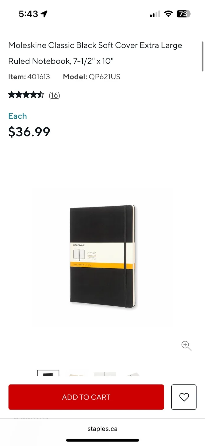 BNIB Moleskine XL Lined Notebook image indicator(5)