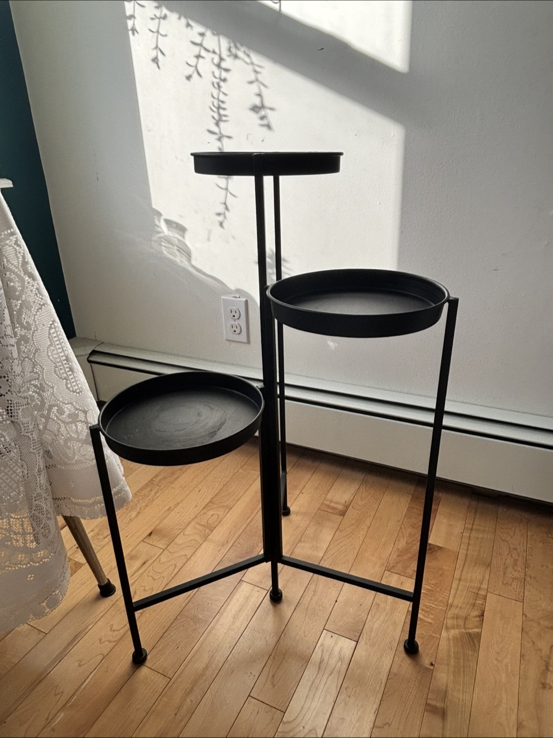 Three-Tier Black Metal Plant Stand