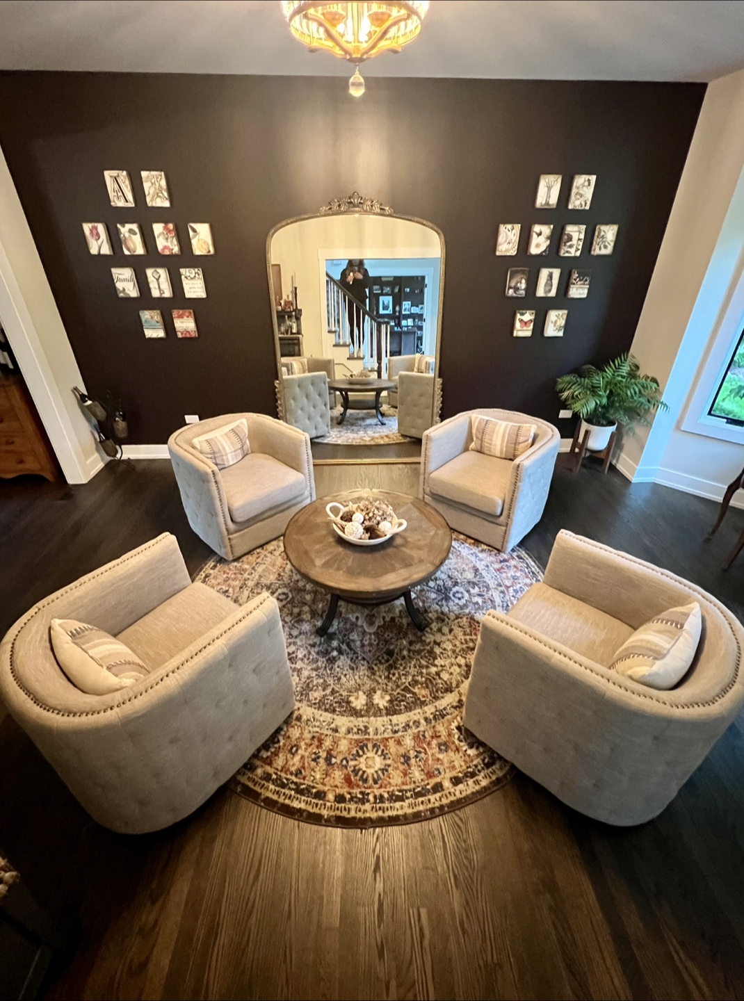 4 Beige/Neutral Swivel Accent Club Chairs