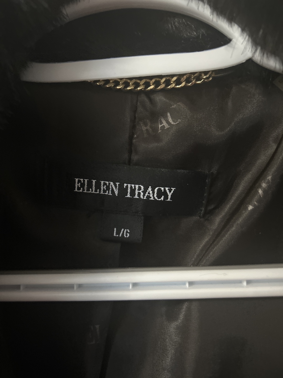 Ellen Tracy Black Faux Fur Coat - Size L/G - photo 3