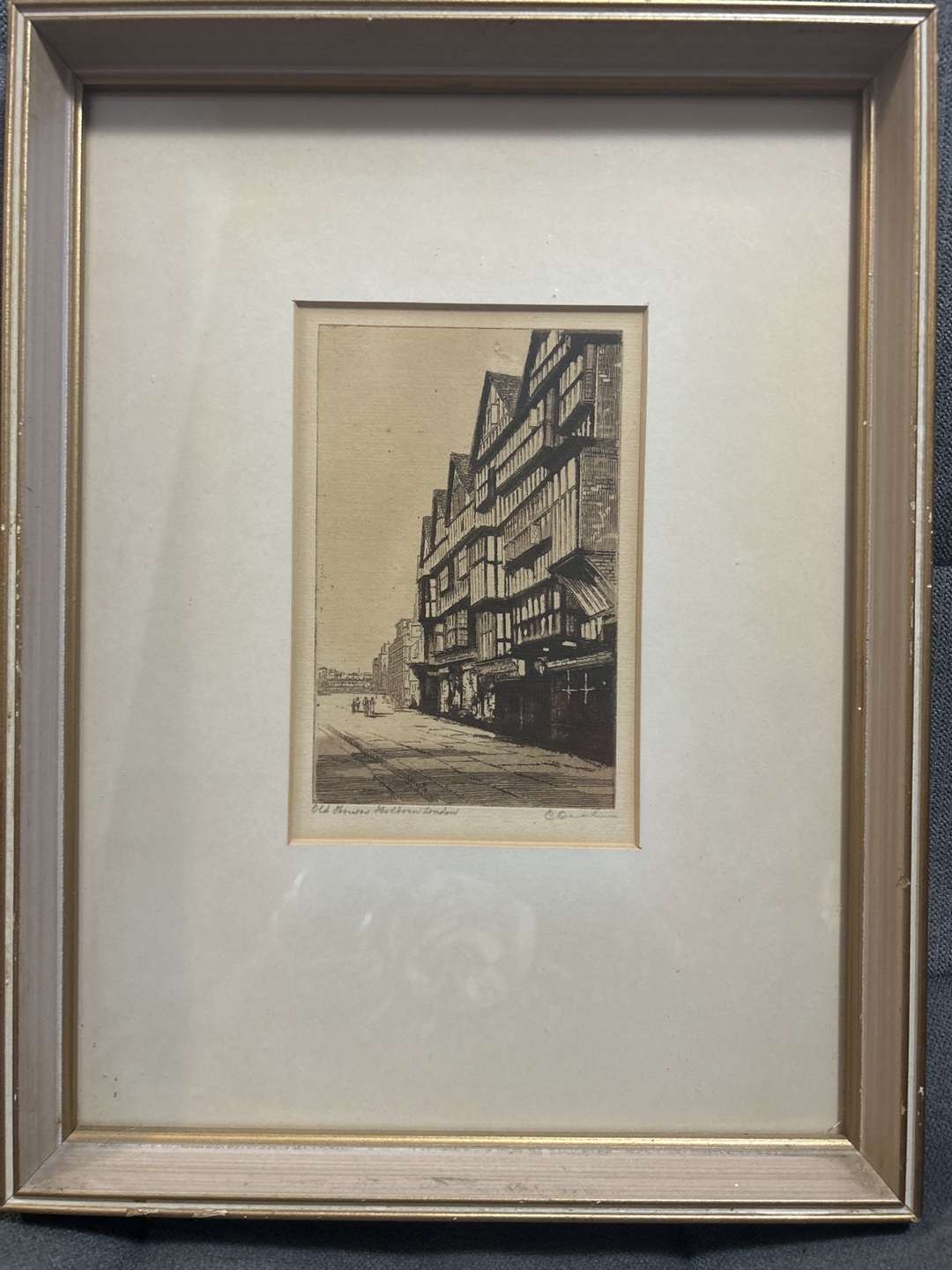 Vintage Etching - Old Houses, Manchester