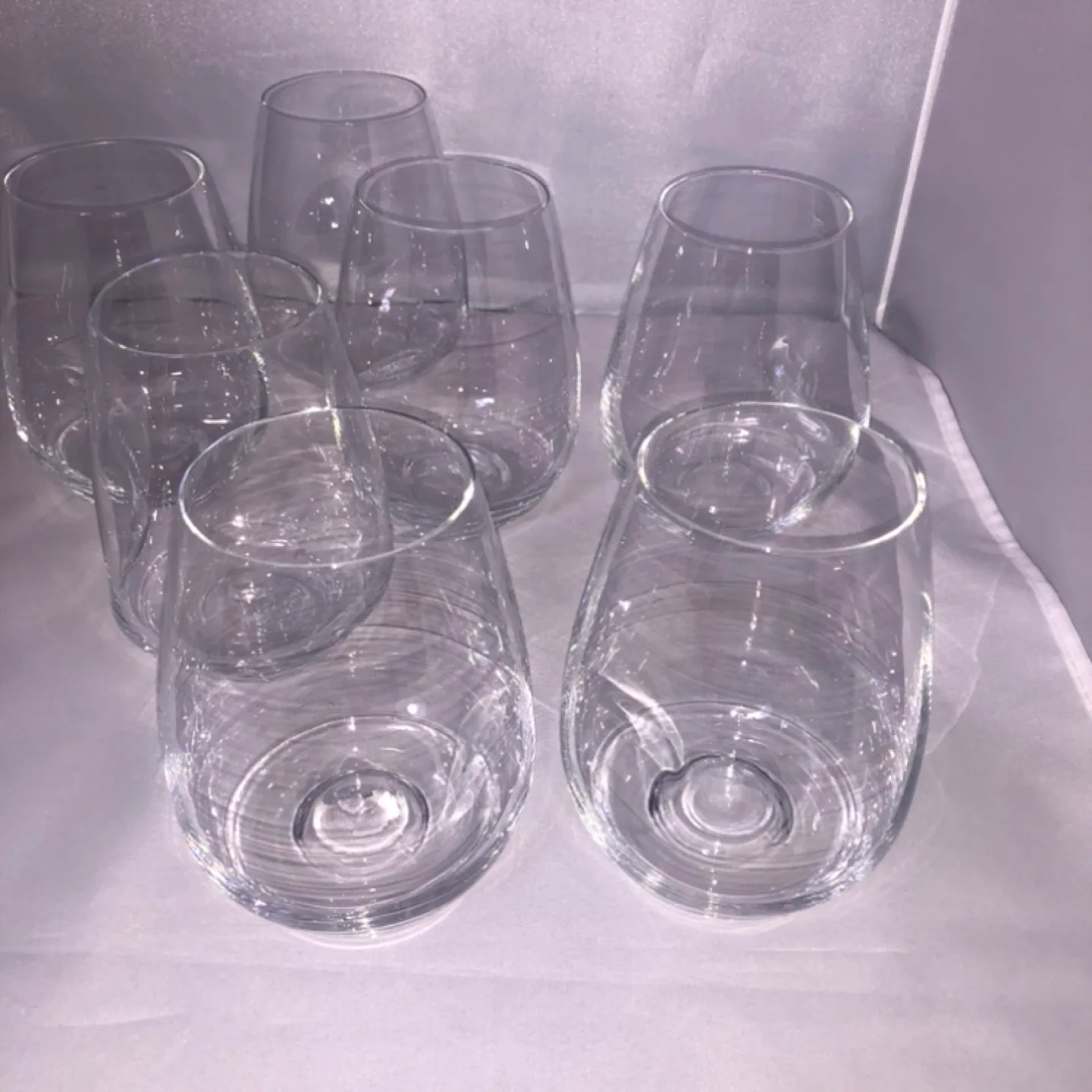 Set of 7 Stemless Thumbprint Wine Glasses thumbnail