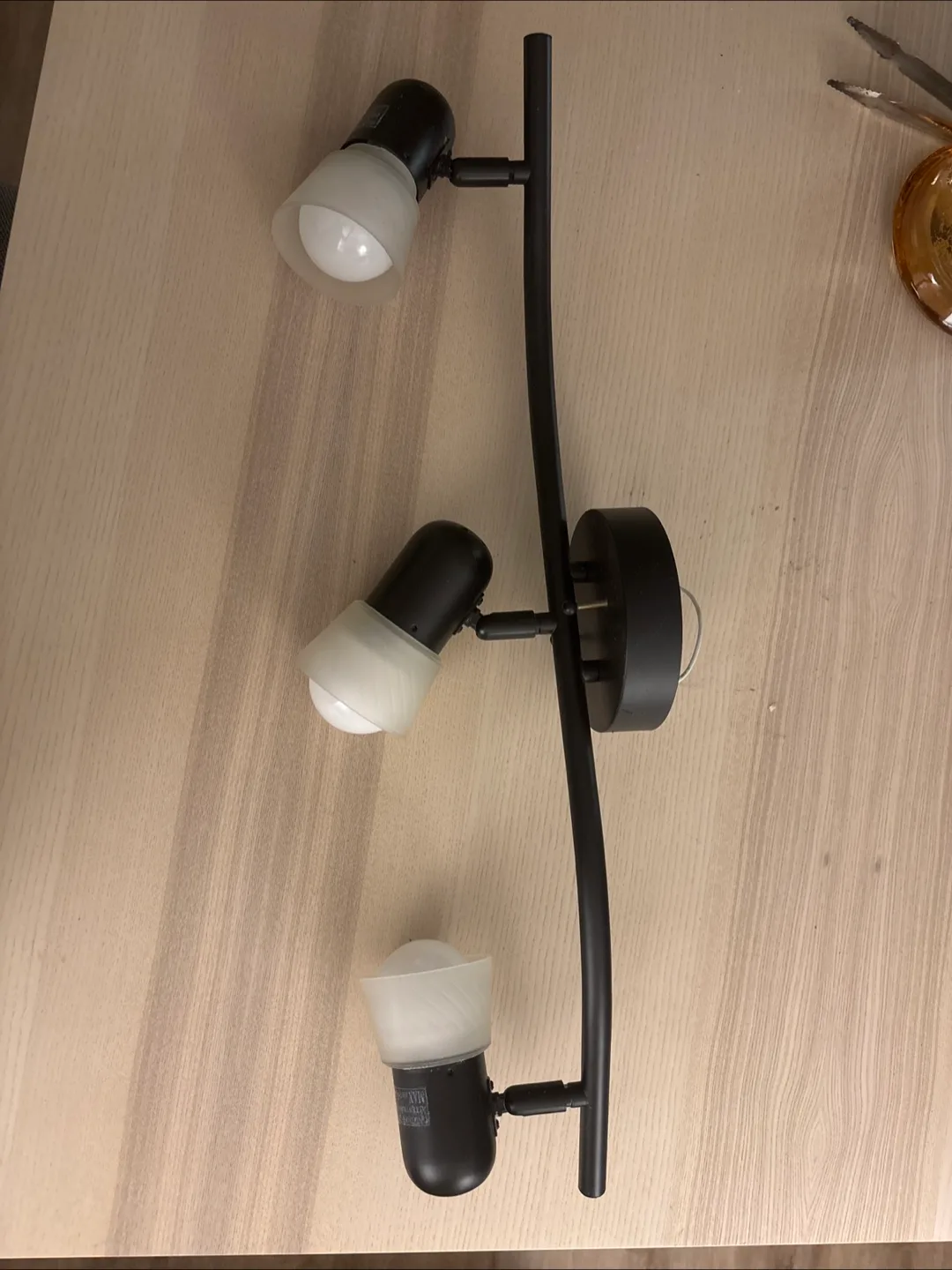 Three-Light Black Curved Track Lighting Fixture thumbnail