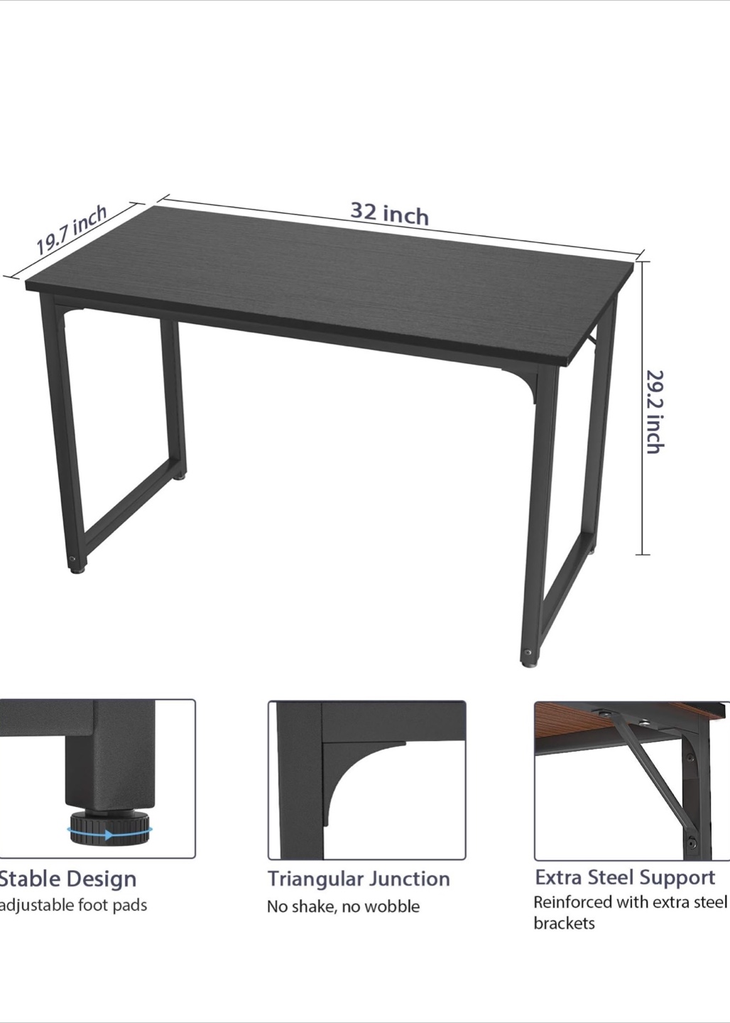 Modern Black Computer Desk - photo 2
