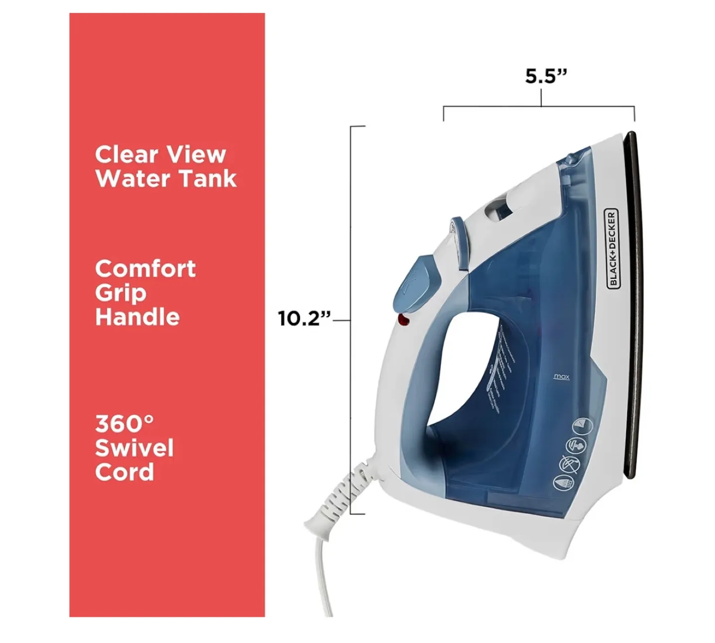 Black + Decker SmartSteam Iron with Ironing Board thumbnail