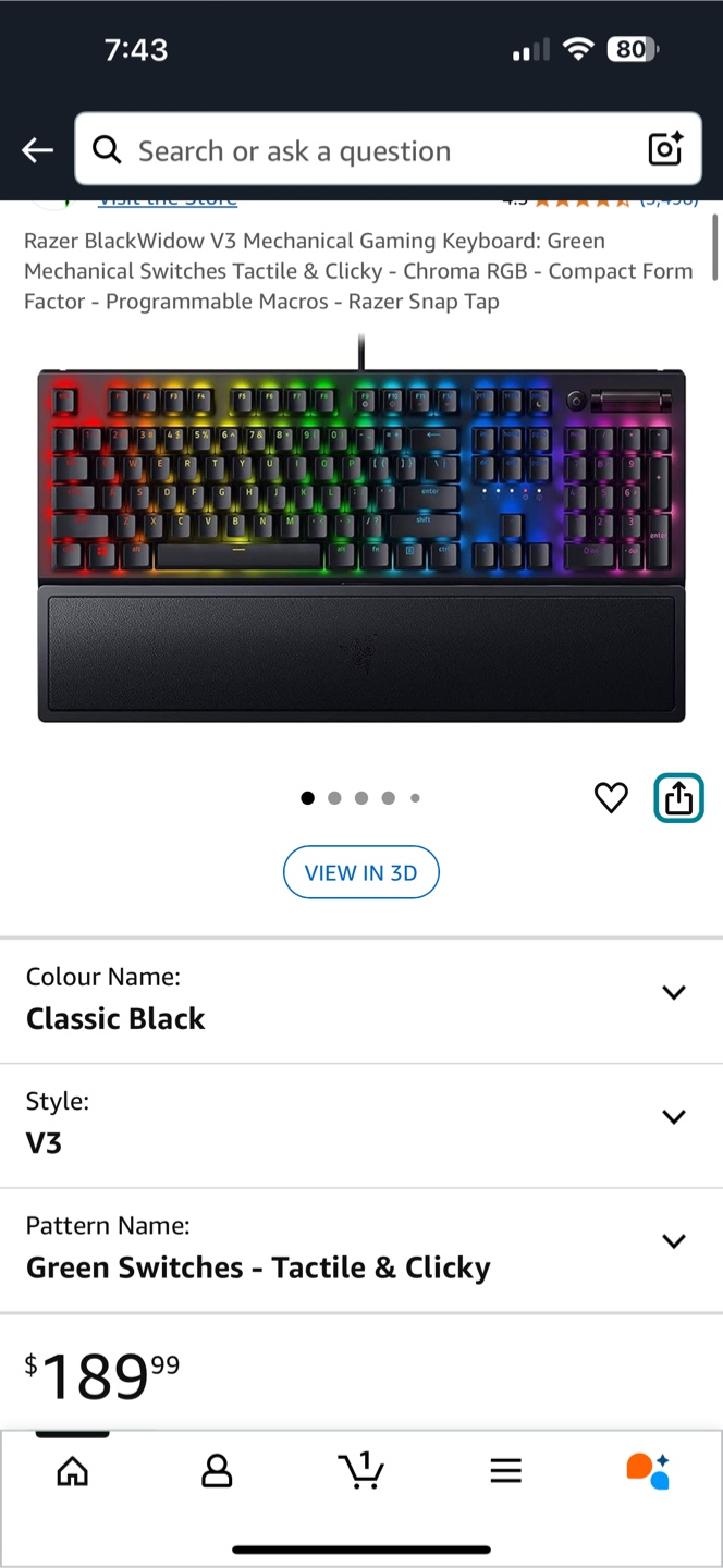 Razer BlackWidow V3 Green Mechanical Keyboard - Classic Black - photo 3