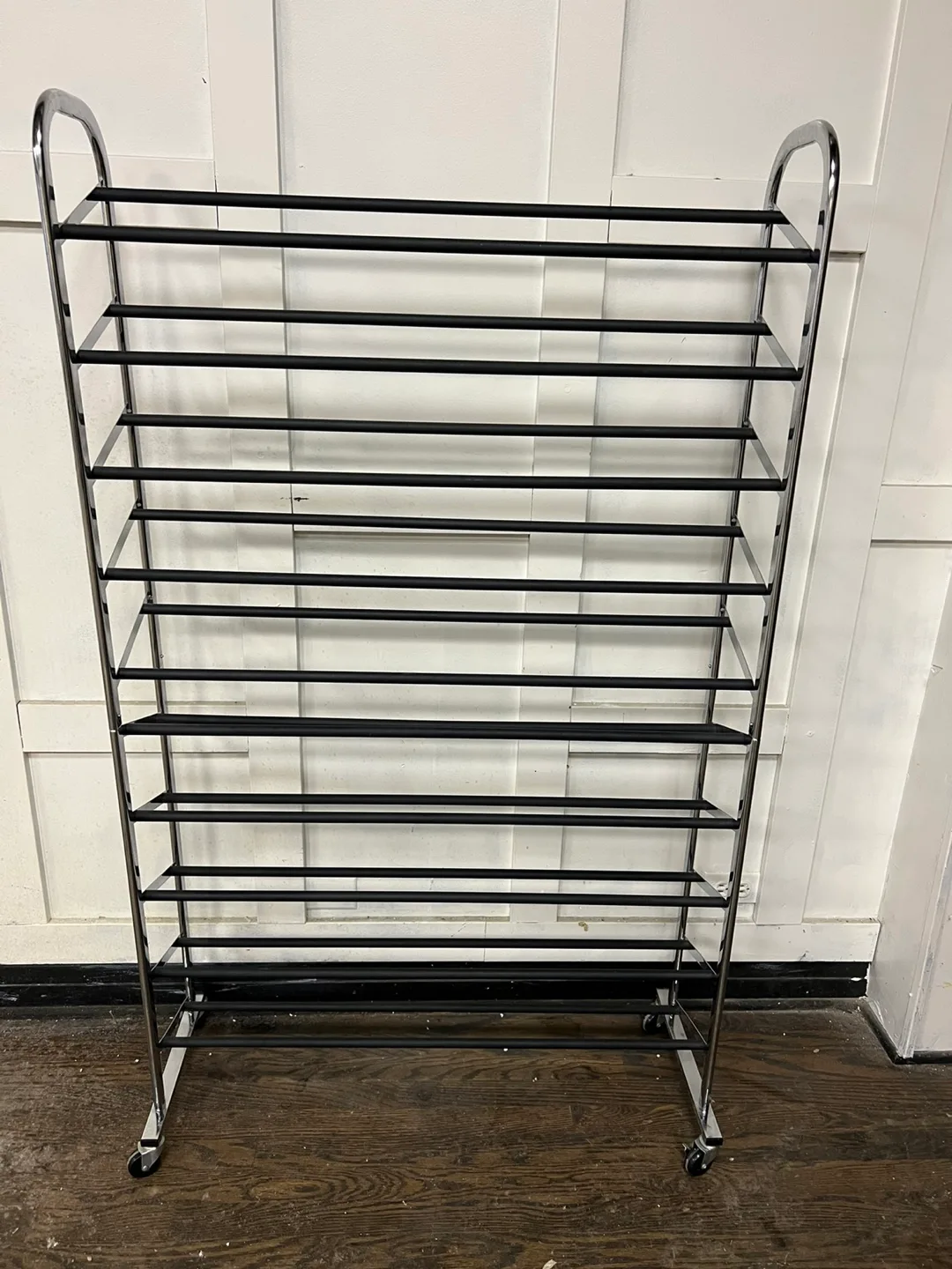 Chrome Rolling Shoe Rack thumbnail
