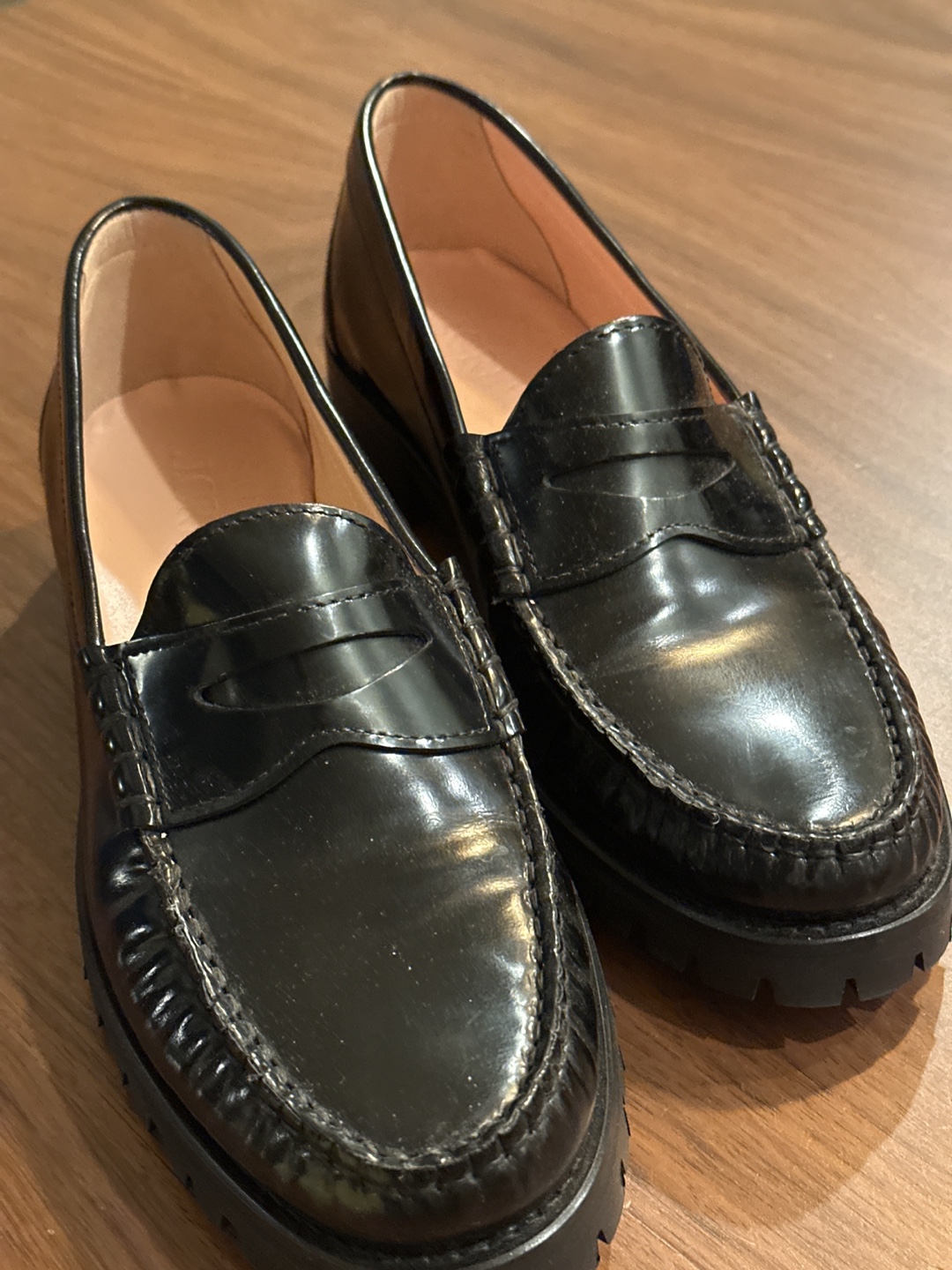 J.Crew Black Leather Penny Loafers - Size 8