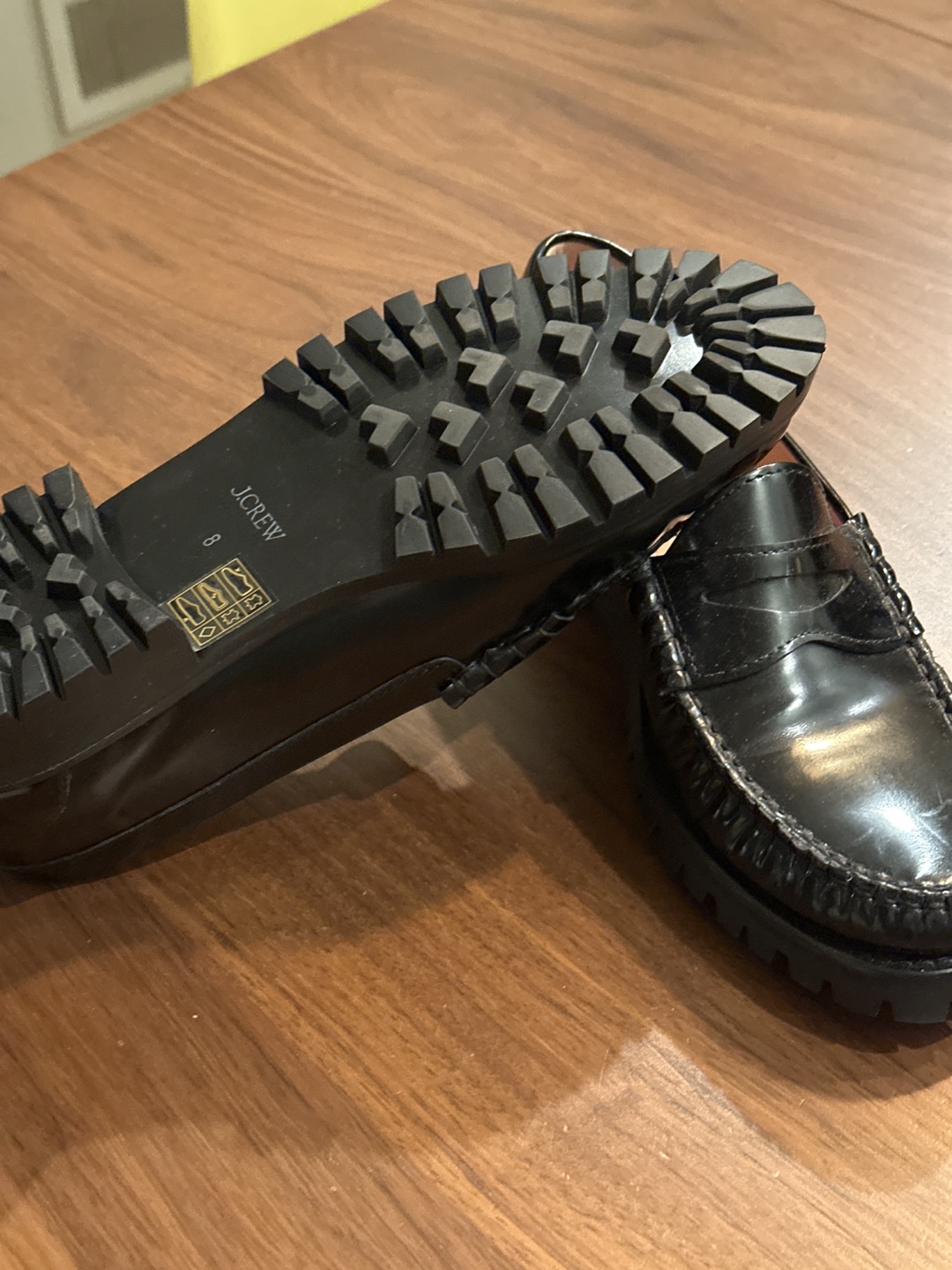 J.Crew Black Leather Penny Loafers - Size 8 - photo 2