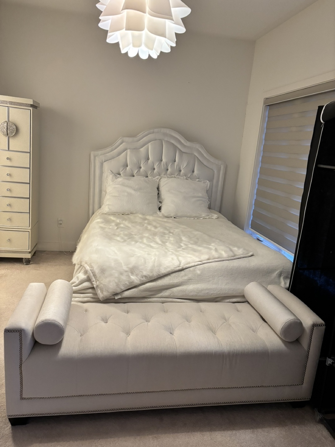 Queen Size Upholstered Bed Frame with Bench