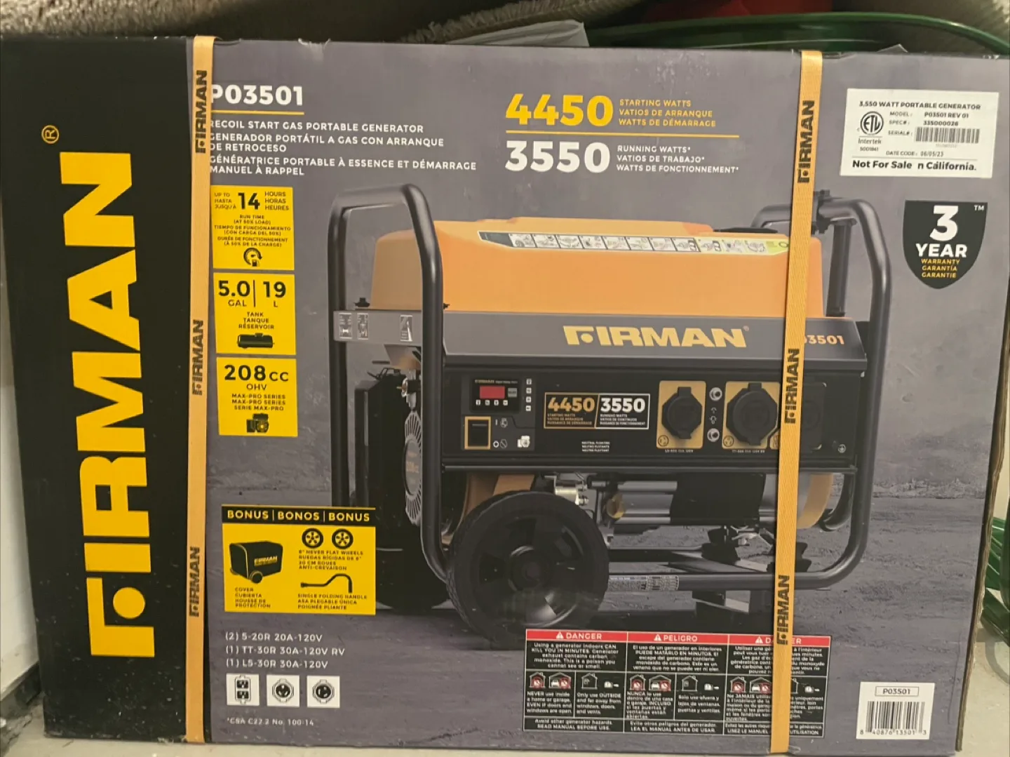 Price Negotiable Firman P03501 4450/3550-Watt Portable Generator image indicator(2)