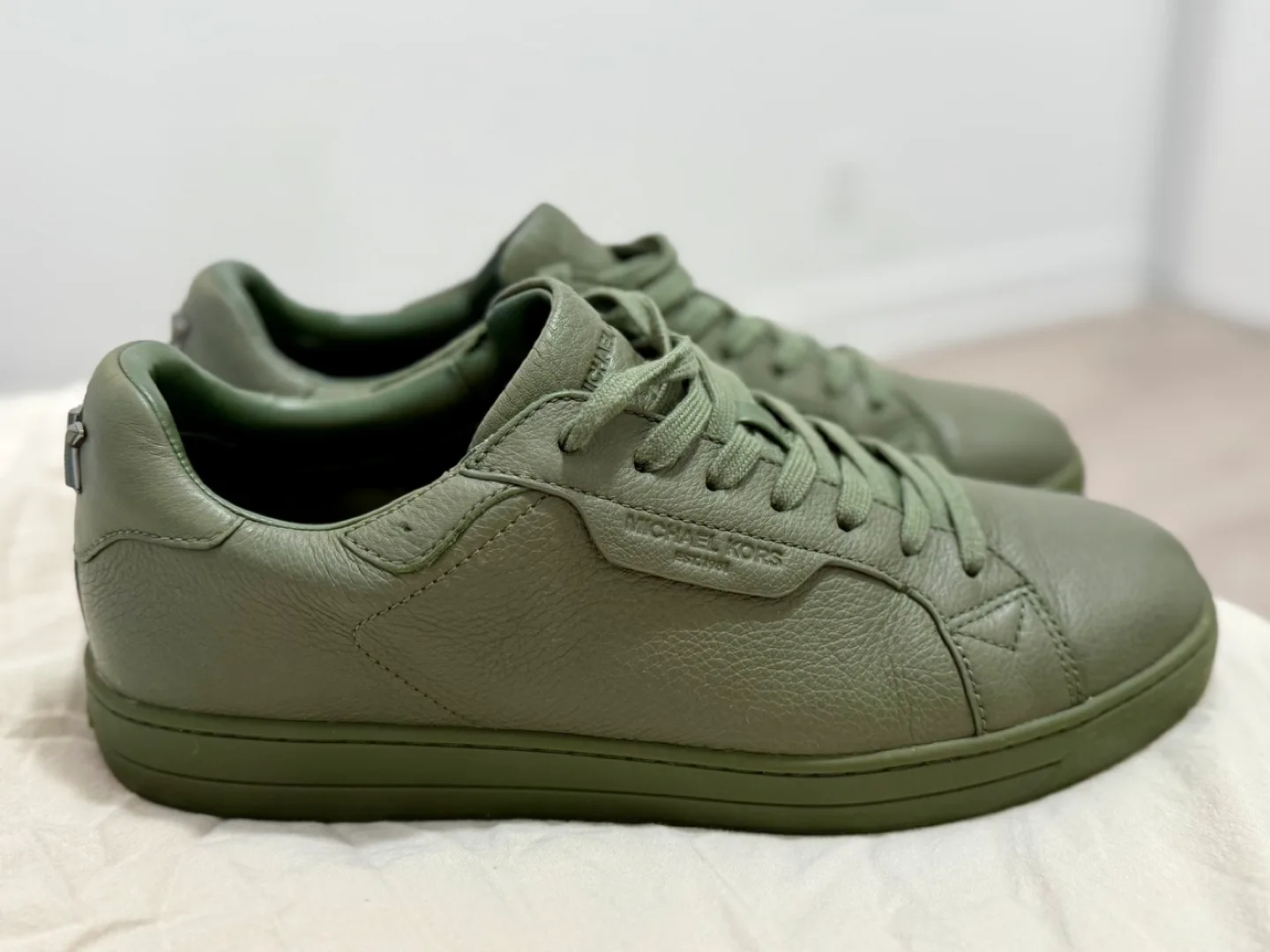 Michael Kors Leather Sneakers – Olive Green - Like New! thumbnail
