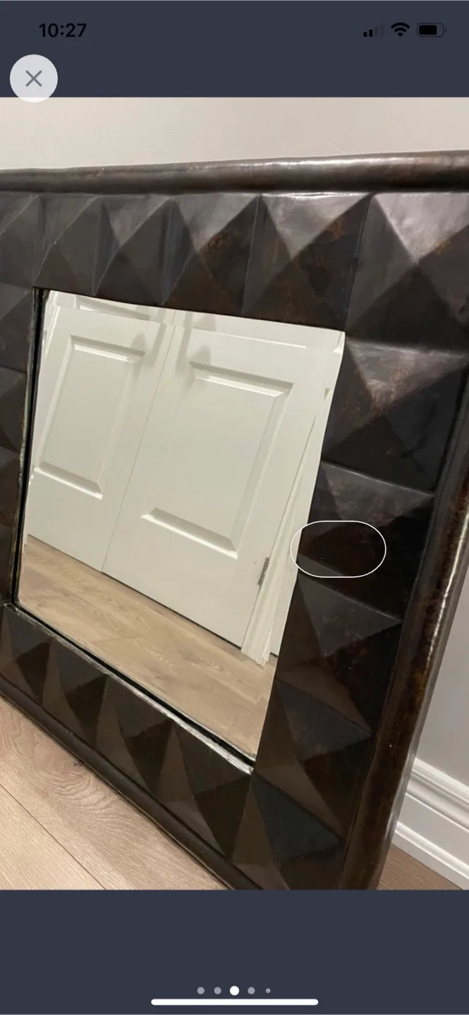 Dark Brown Square Wall Mirror with Geometric Frame image indicator(3)