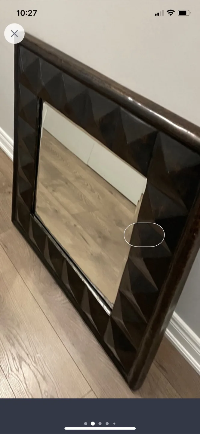 Dark Brown Square Wall Mirror with Geometric Frame image indicator(2)