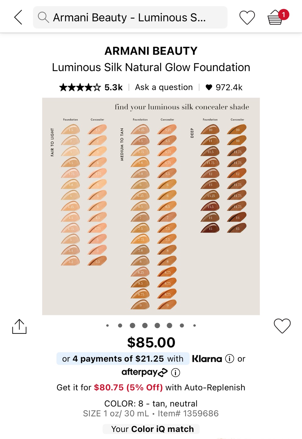 Giorgio Armani Luminous Silk Foundation - Shade 8 - photo 3