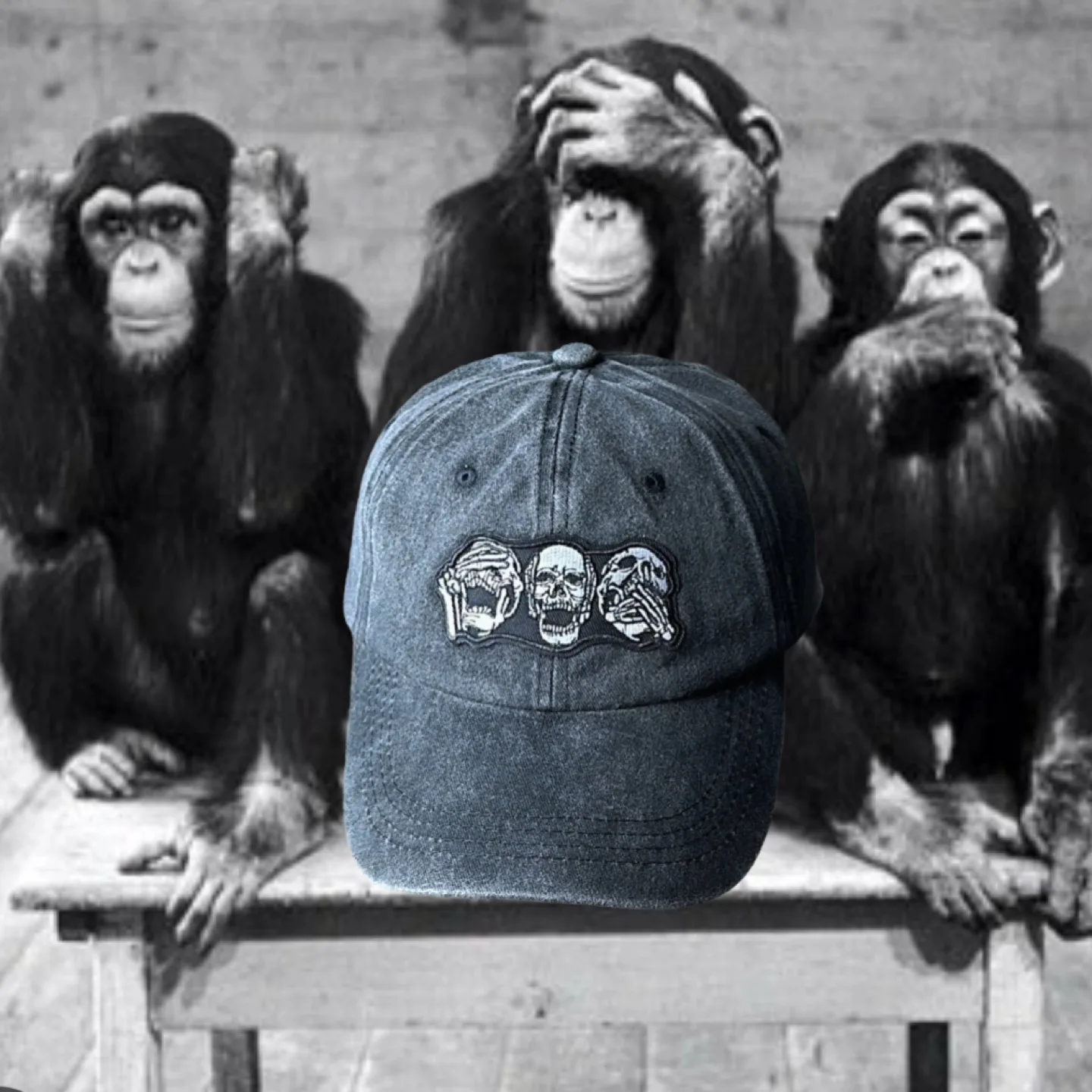 See No Evil, Hear No Evil, Speak No Evil Baseball Cap thumbnail