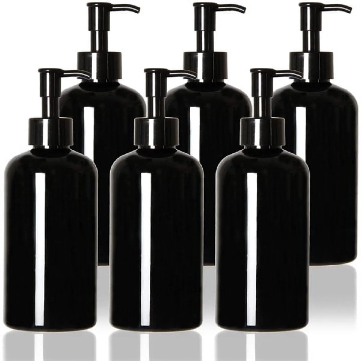 6x Black Glass Pump Bottles thumbnail