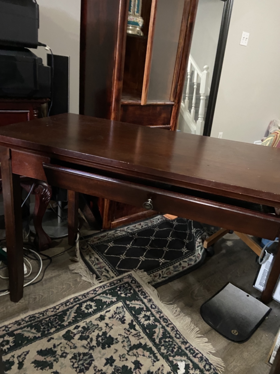 Dark Wood Writing Desk with Drawer