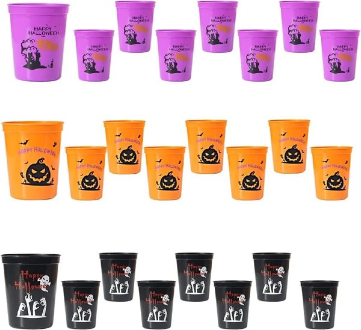 24 Pcs Halloween Party Cups,  Reusable Plastic Cups thumbnail