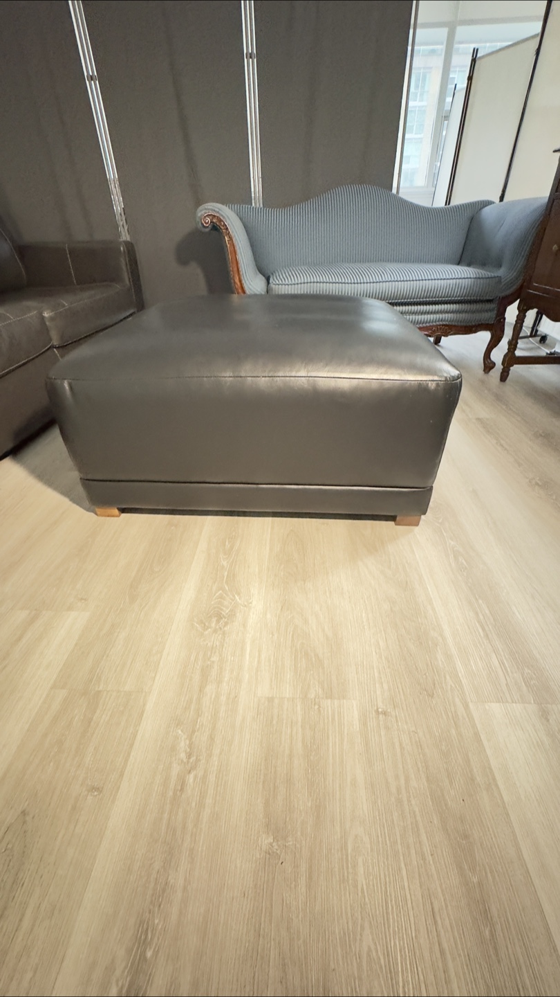 Black Leather Ottoman Coffee Table - photo 2
