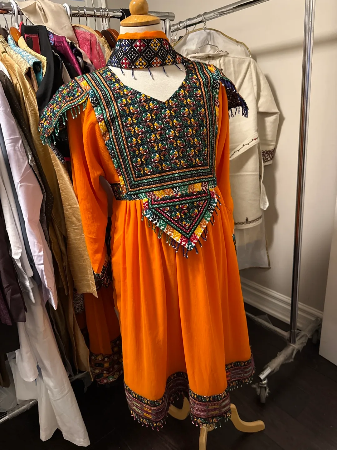 Hand-embroidered Orange Sindhi Dress thumbnail