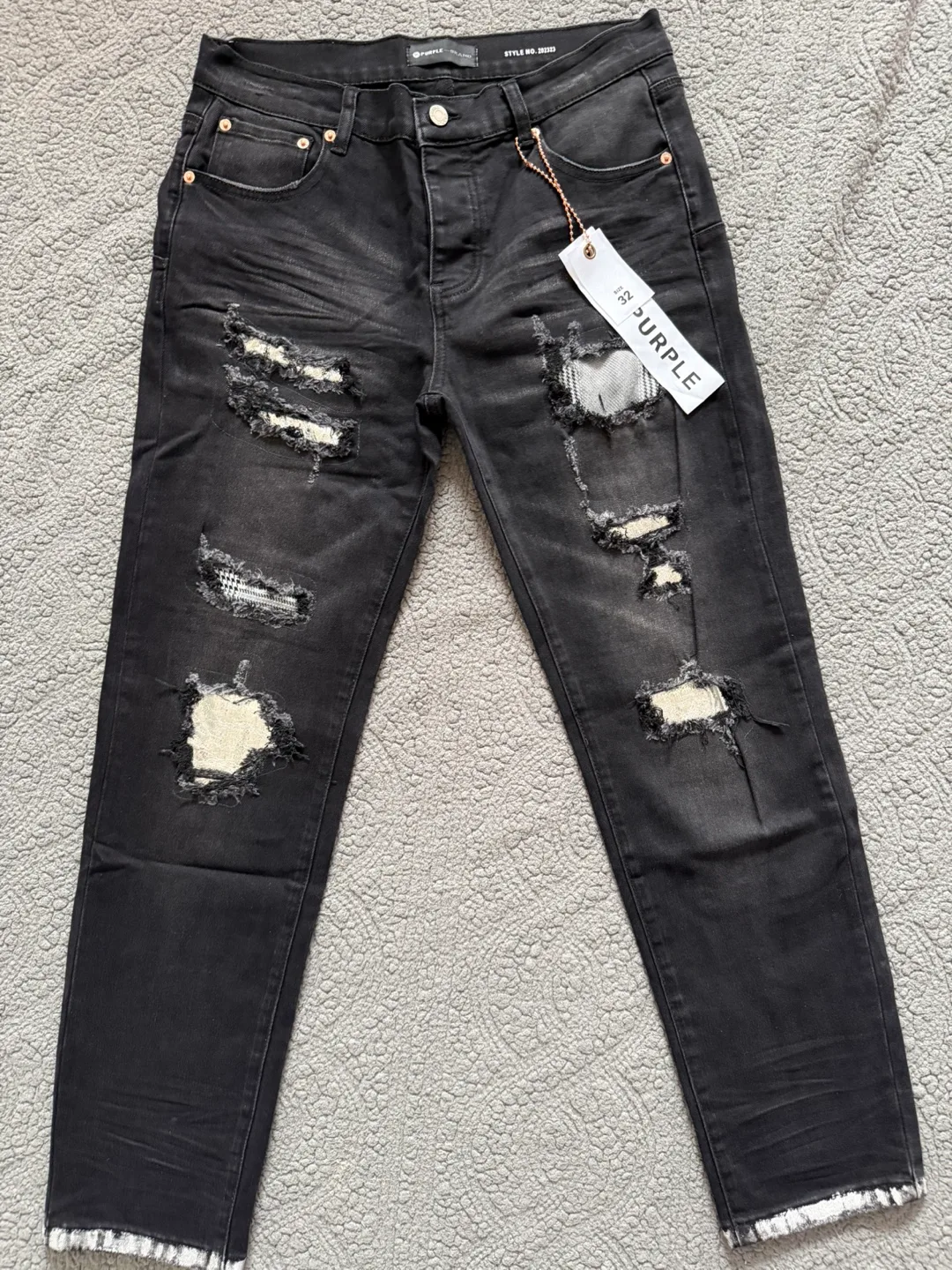 Purple Brand Distressed Black Jeans Size 32 image indicator(2)