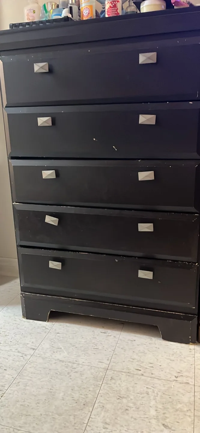 Black five-drawer dresser thumbnail