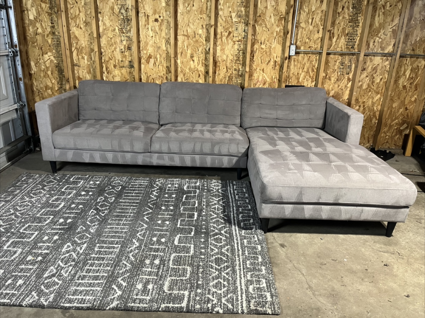 FREE DELIVERY - Modern Gray Tufted Sectional Sofa