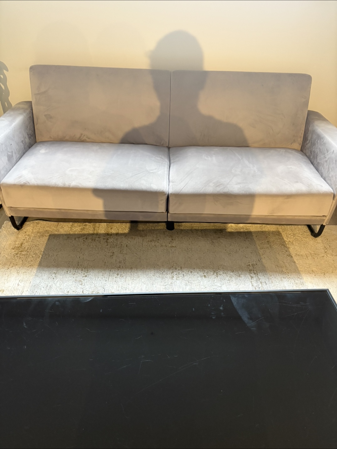 Grey Velvet Futon Sofa Bed - photo 3
