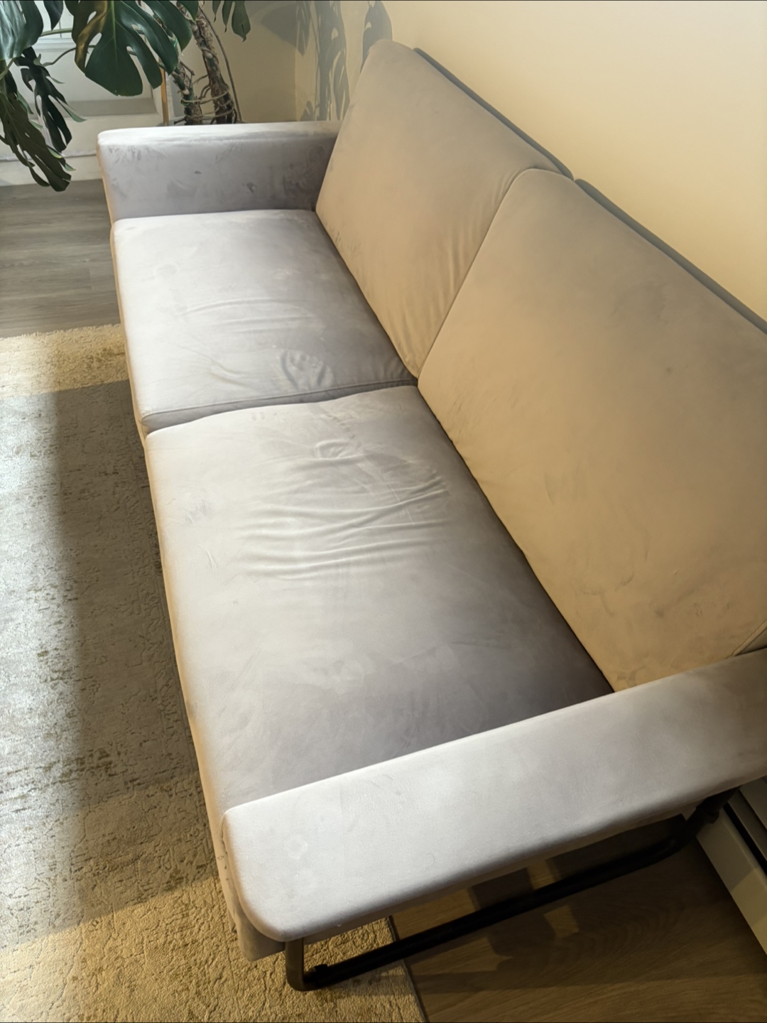 Grey Velvet Futon Sofa Bed - photo 2