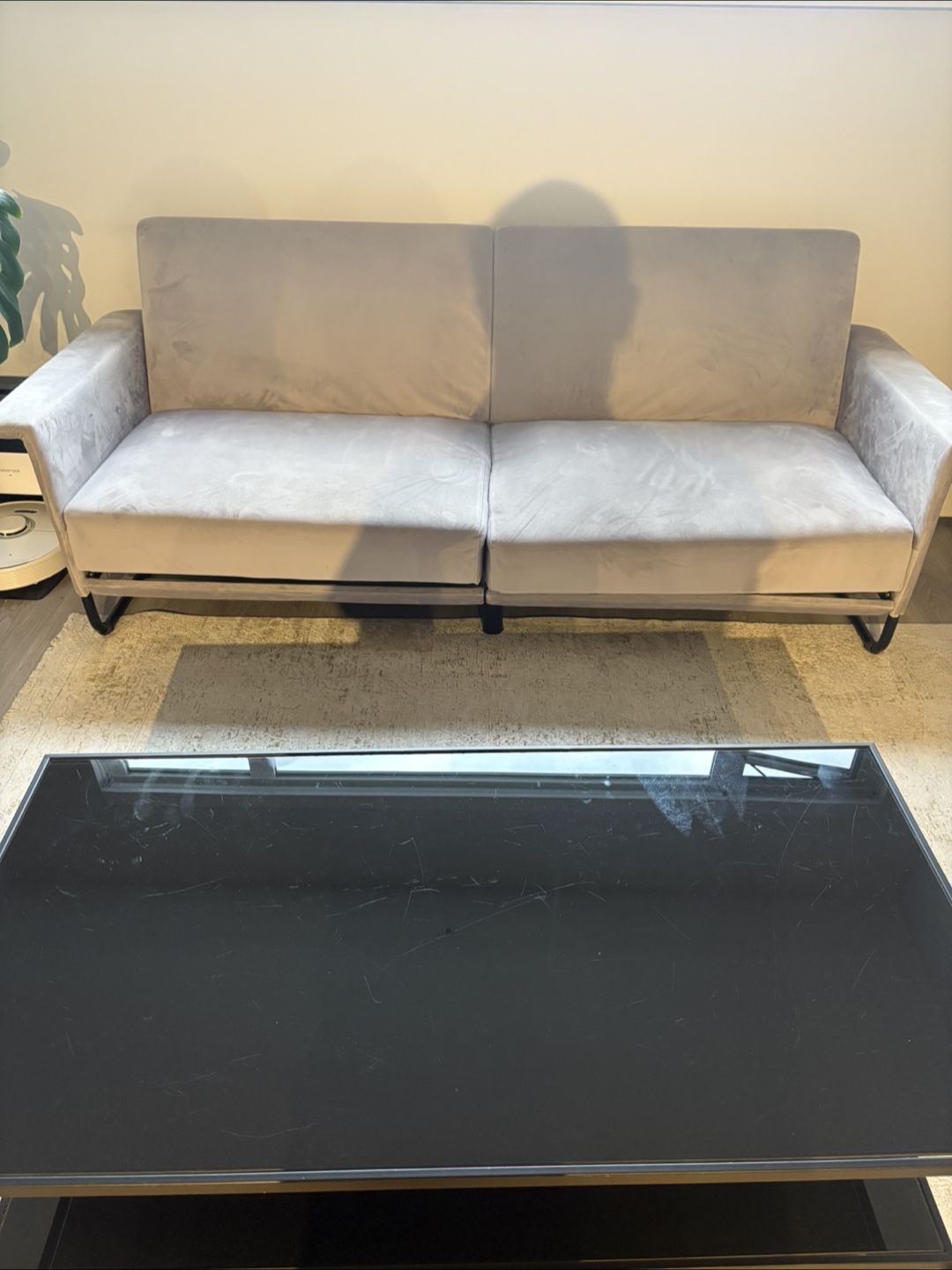 Grey Velvet Futon Sofa Bed
