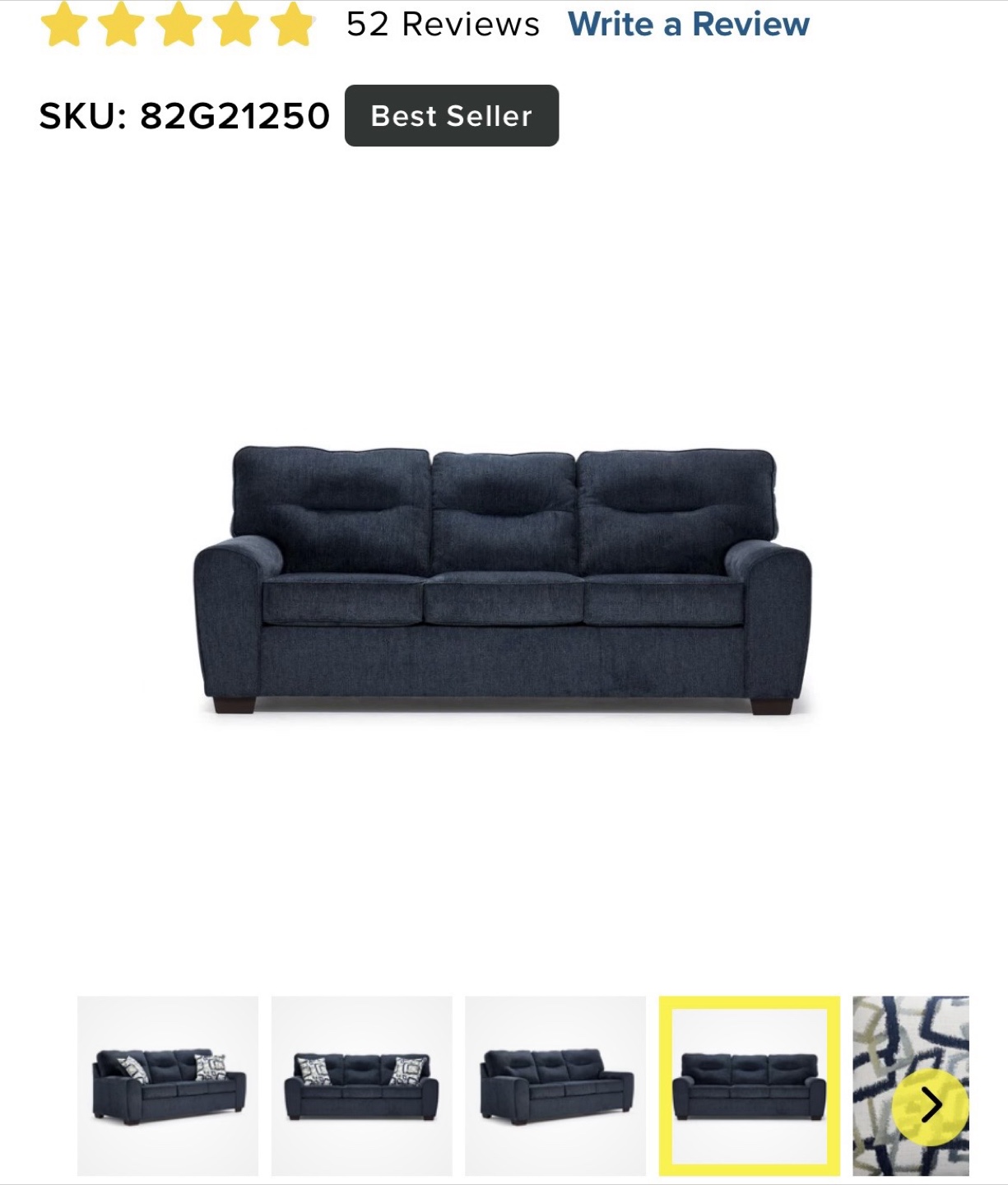 Dark Blue Fabric Sofa - photo 3
