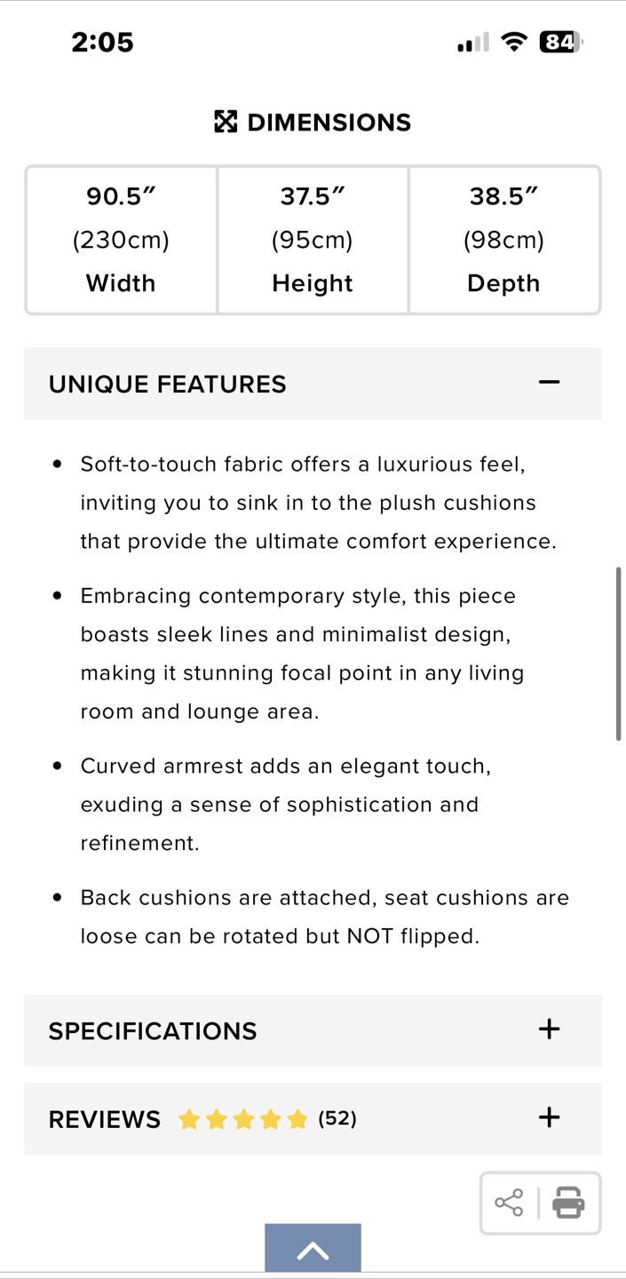 Dark Blue Fabric Sofa - photo 4