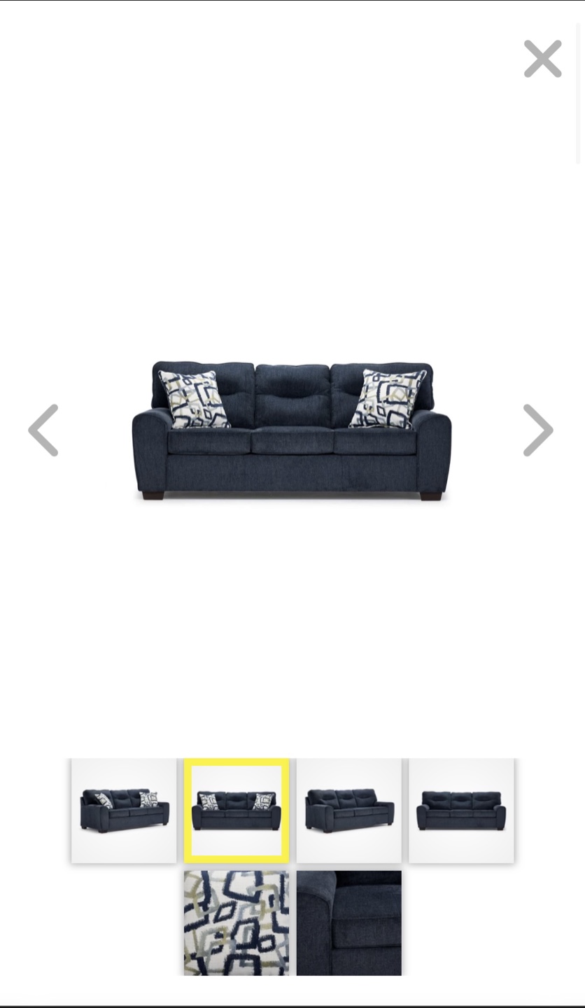 Dark Blue Fabric Sofa - photo 2