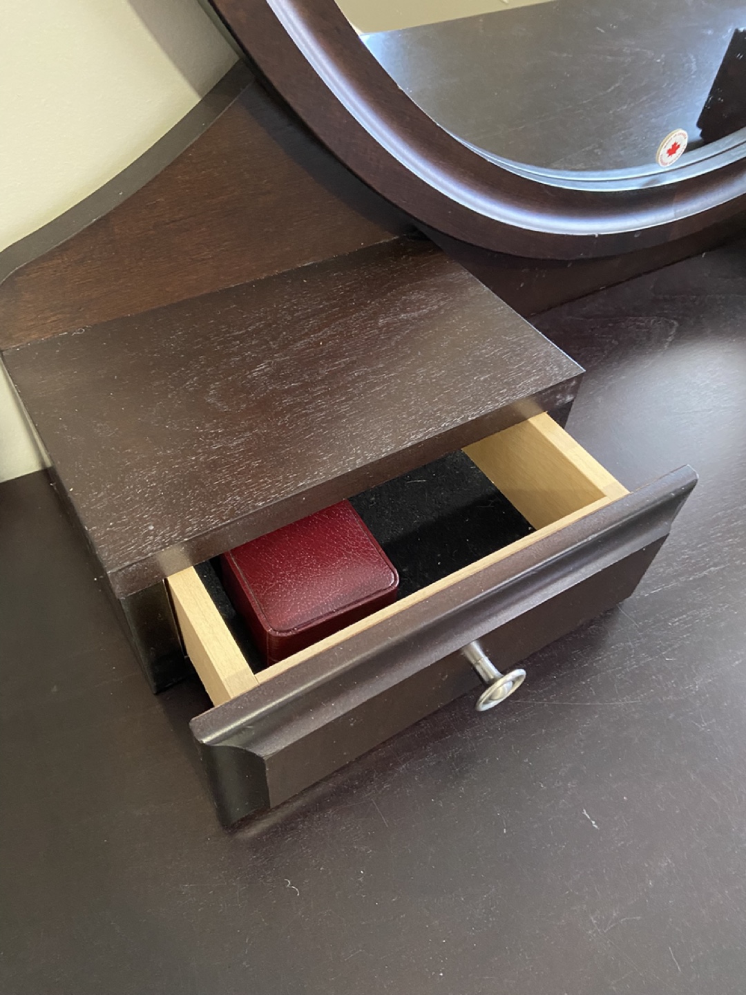 Dark Brown Vanity Set with Mirror and Stool - photo 5