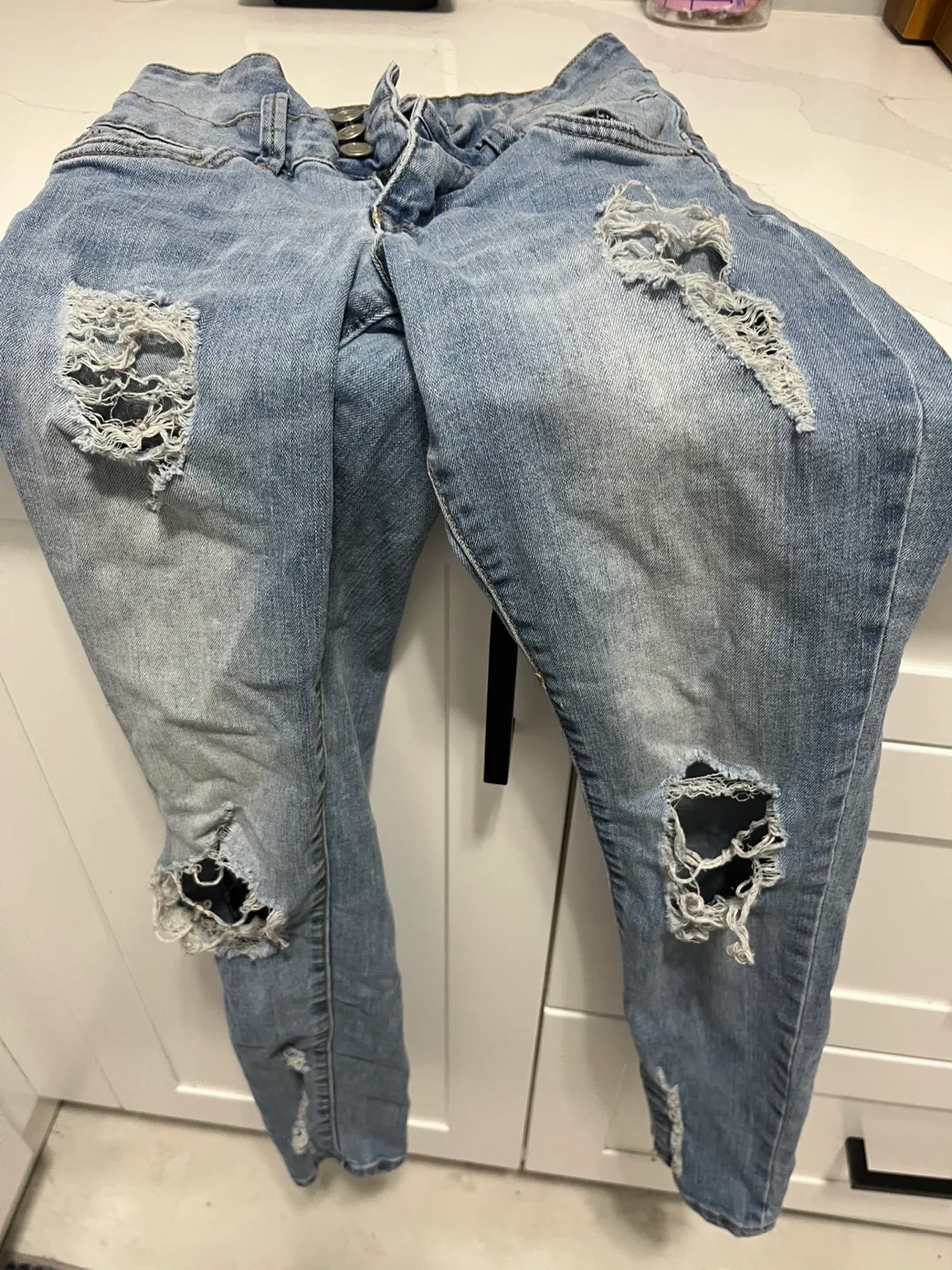 Distressed Light Wash Jeans thumbnail
