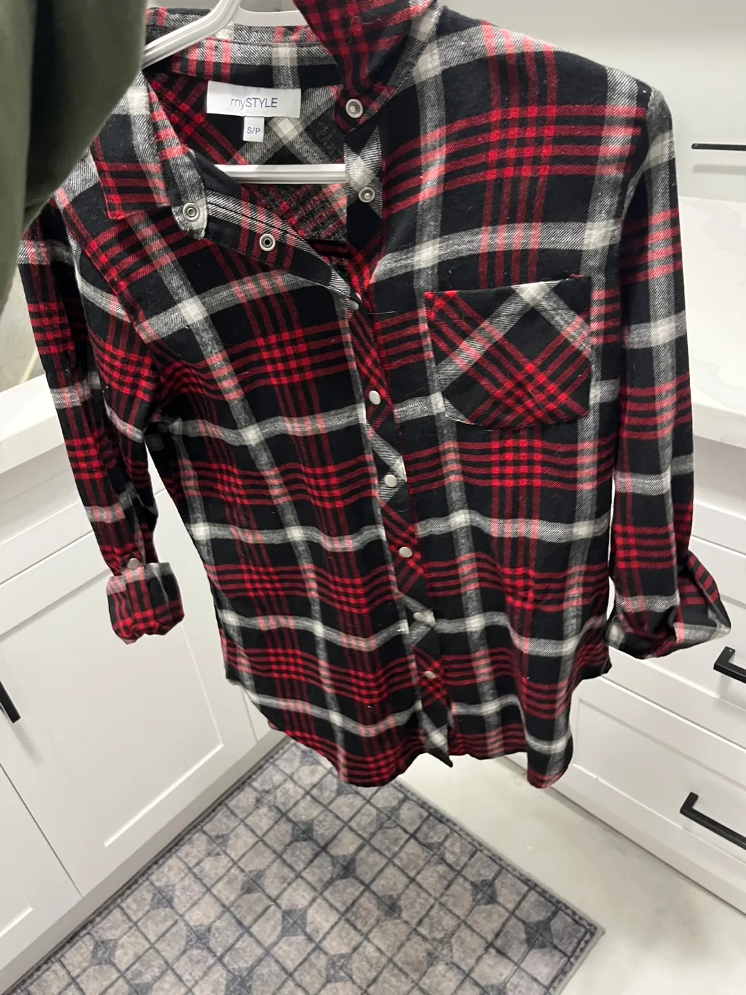 mySTYLE Red and Black Plaid Flannel Shirt thumbnail