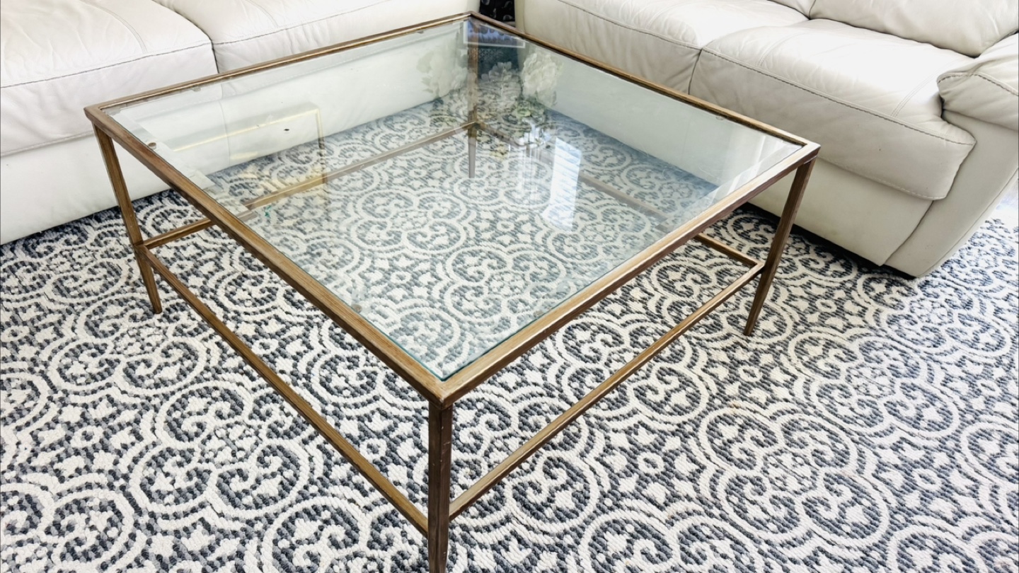 Gold Metal Frame Glass Coffee Table