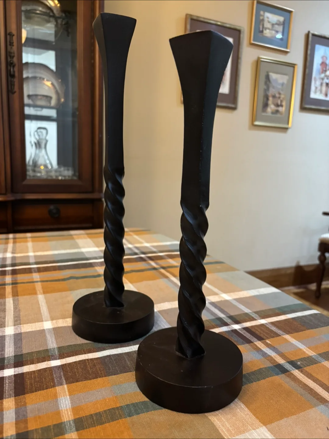 Pair of Black Twisted Candle Holders thumbnail