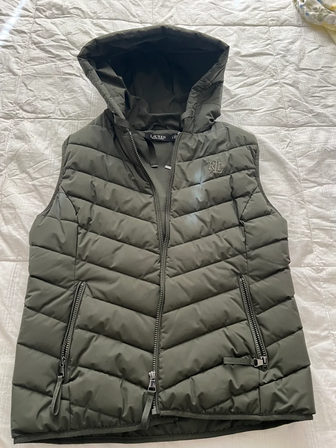Lauren Ralph Lauren Olive Green Hooded Puffer Vest Size L thumbnail