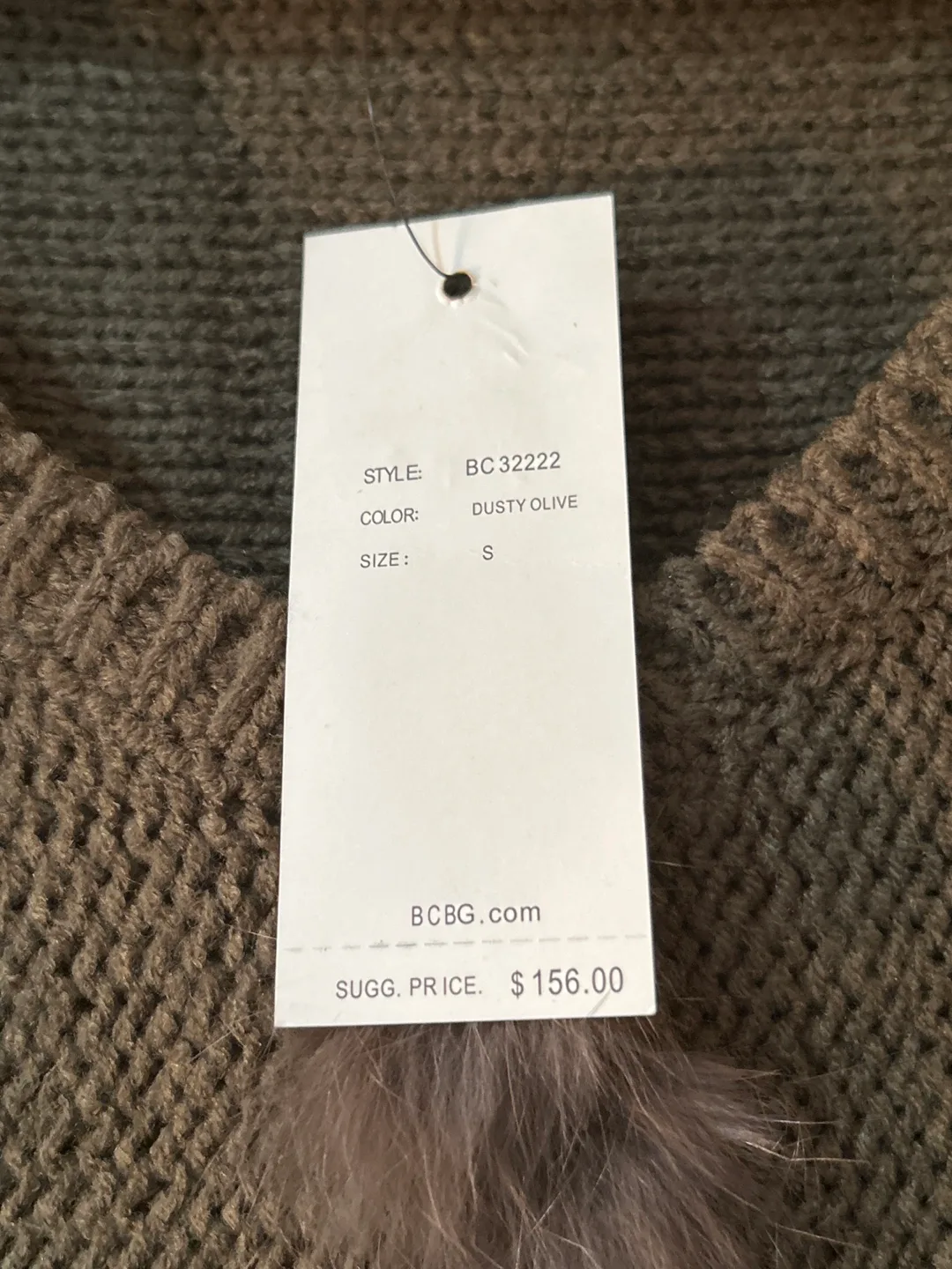 BCBGMAXAZRIA Dusty Olive Knit Sweater Size Small image indicator(3)