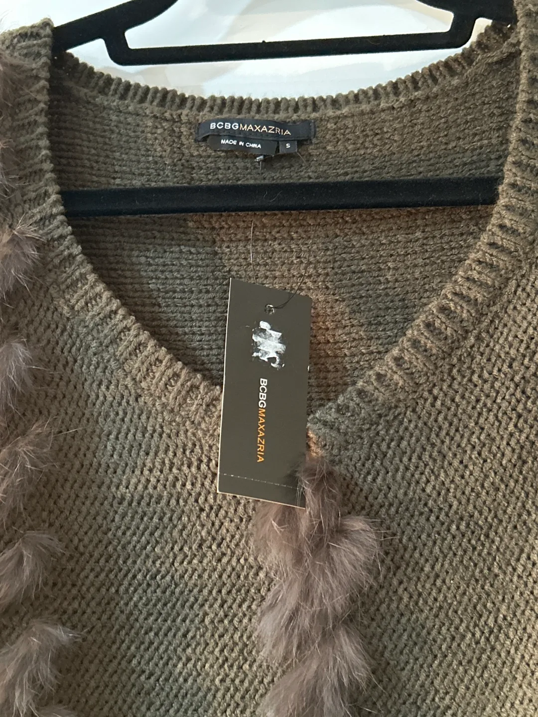 BCBGMAXAZRIA Dusty Olive Knit Sweater Size Small image indicator(2)