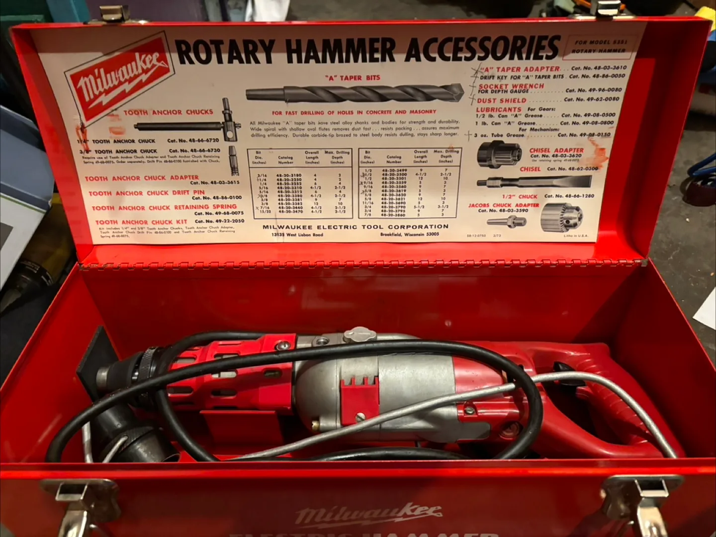 Vintage Milwaukee Electric Hammer with Case and Accessories thumbnail
