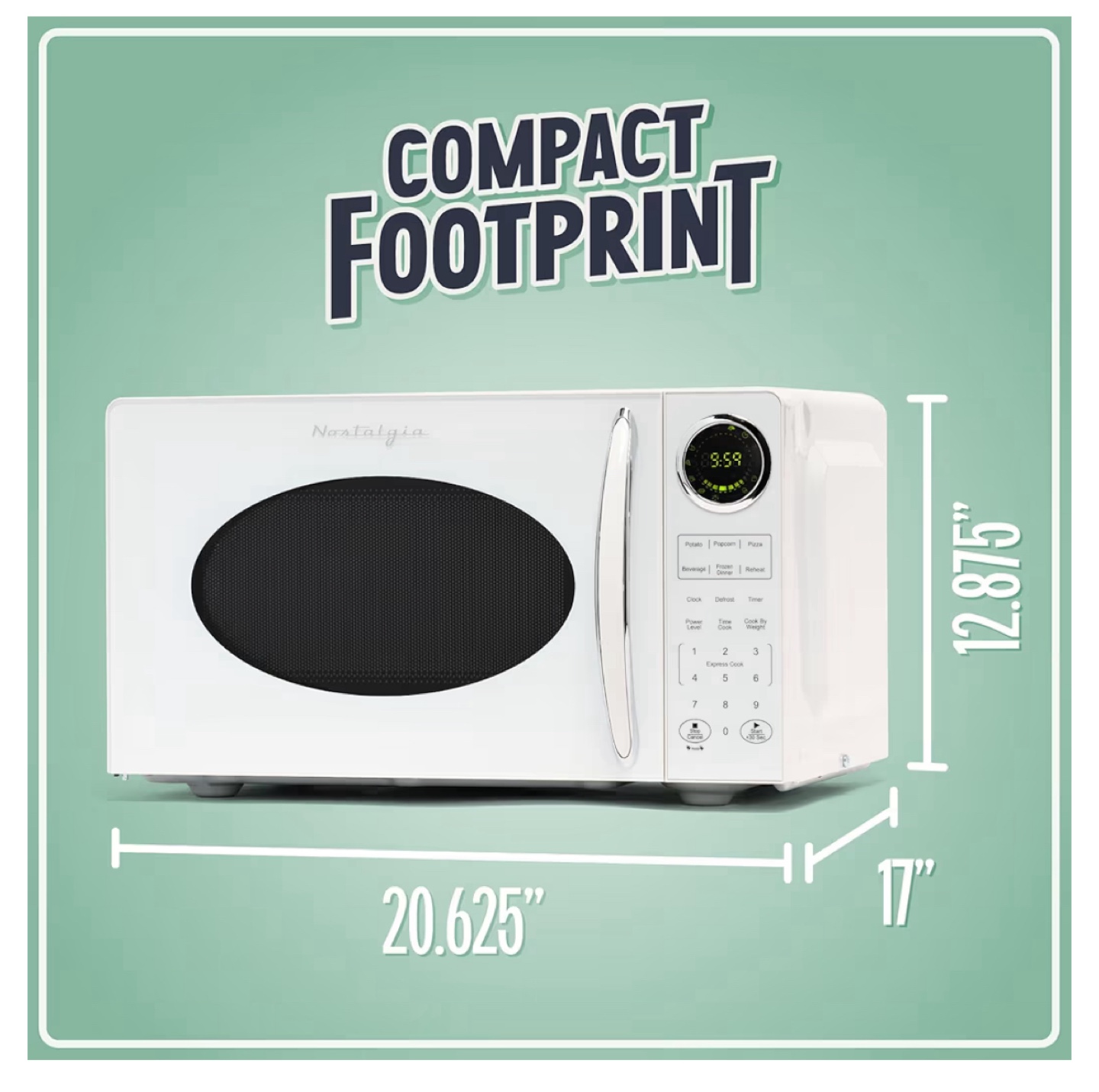 Nostalgia 0.9 cu ft Compact Microwave - White - photo 5