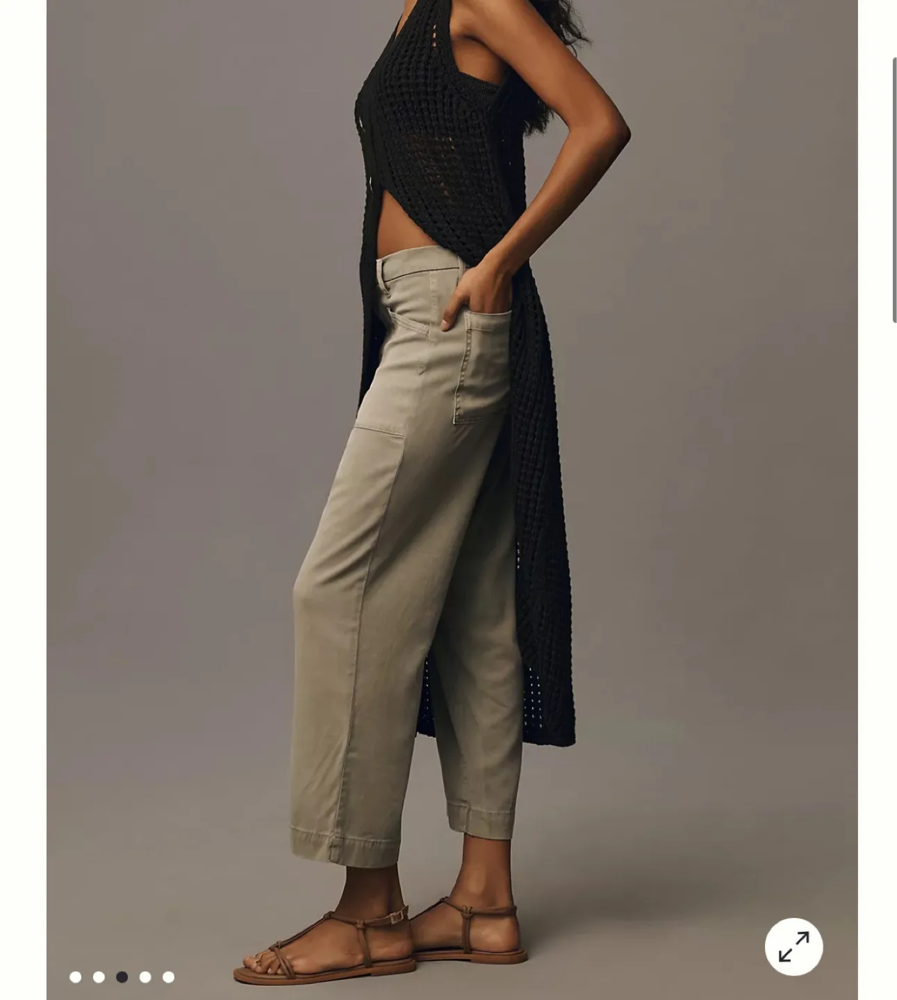 Joie Women's Size 4 Green Wide Leg Cropped Pants image indicator(9)