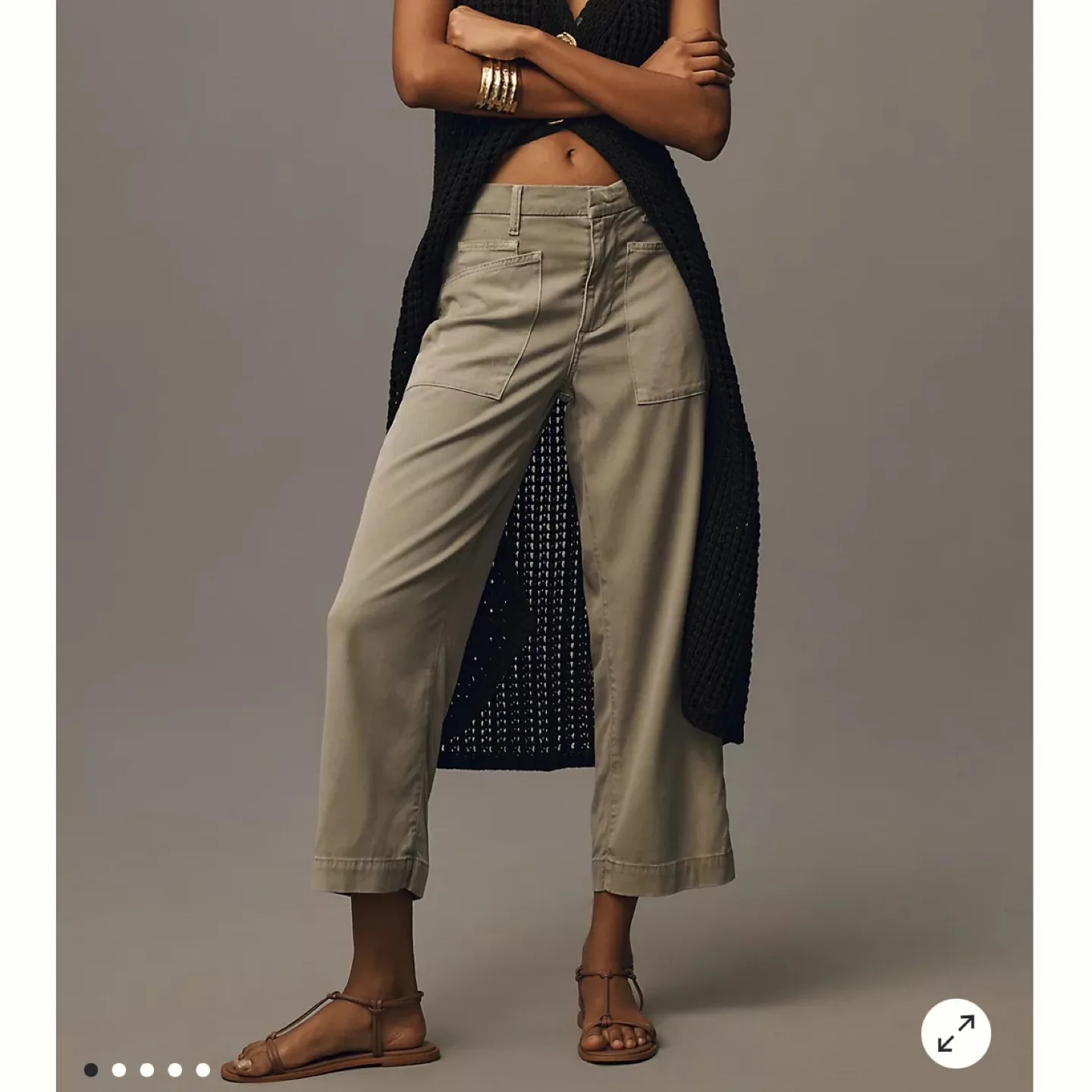 Joie Women's Size 4 Green Wide Leg Cropped Pants image indicator(10)