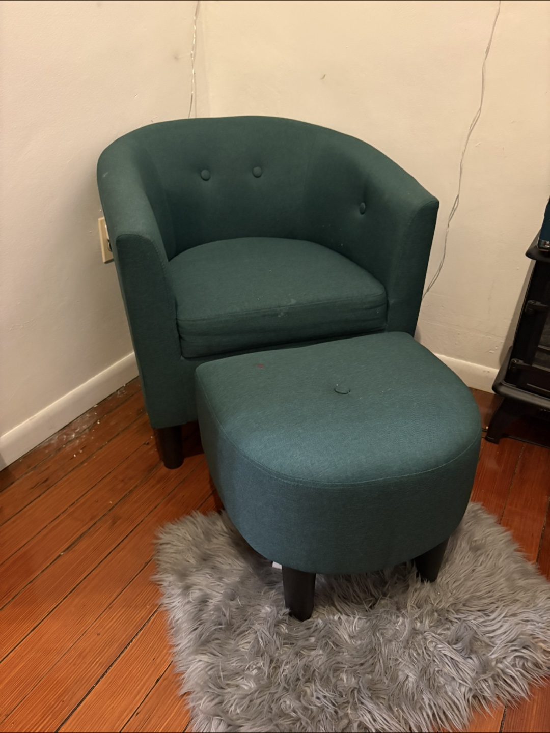 Teal Accent Chair and Ottoman Set